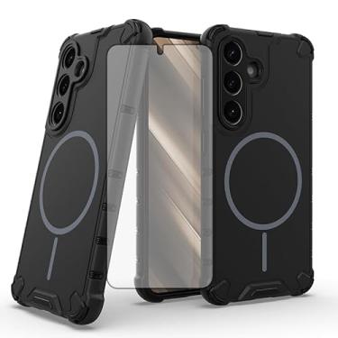 Imagem de Asuwish Capa de telefone para Samsung Galaxy S25 5G capa magnética com protetor de tela de vidro temperado e resistente e fina híbrida protetora celular TPU acessórios S 25 25S 25 25S SM-S931U