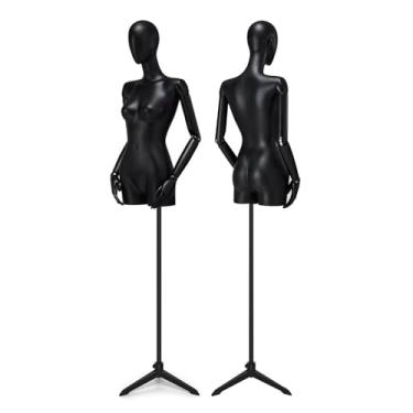 Imagem de Mannequin Manequins femininos de varejo com braços giratórios de madeira maciça, torso de manequim removível, cabideiro de exposição de roupas