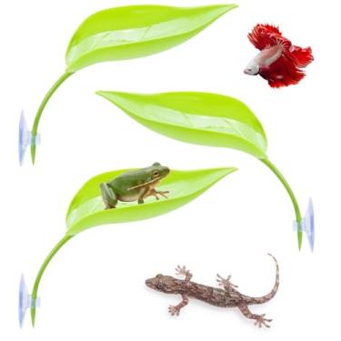 Imagem de MiOYOOW 3 peças de redes de folhas de betta, ventosas, decorações de folhas para terrário, répteis, peixes pequenos dormindo descansando se escondendo brincando de reprodução