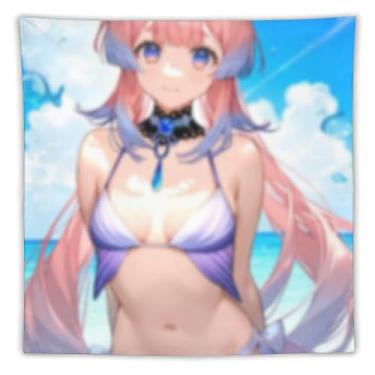 Imagem de LIEGBMEU Sexy Bikini Hot Anime Girl Tapeçaria 152.4 cm x 152.4 cm Interior Exterior Wall Quilt Art Decoração de Tapeçaria Caprichosa, AF007