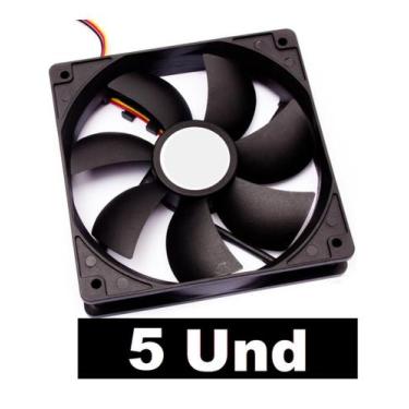 Imagem de Kit 5 Fan Cooler Para PC 120mm Preto Micro Ventilador Silencioso 12v -