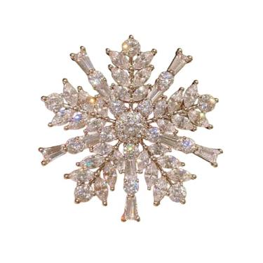 Imagem de Kokoma Broche de floco de neve de cristal de luxo para mulheres, zircônia cúbica cintilante flor de inverno alfinete de lapela corpete xale clipes de cachecol para acessórios de roupas, joias de Natal