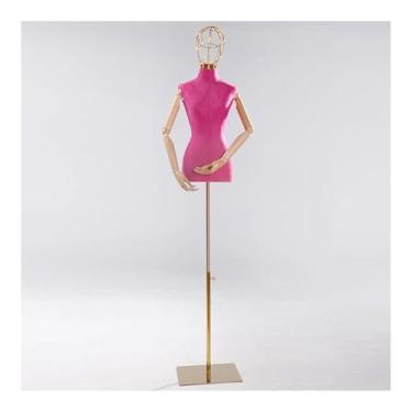 Imagem de Mannequin Torso de manequim feminino com altura ajustável, braço de madeira maciça removível e giratório, vestidos de noiva para exposição, camisetas(Rose pink)