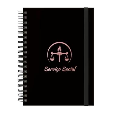 Imagem de Caderno Colegial Plus 12 Matérias Profissões Serviço Social (Preto e Rosê)