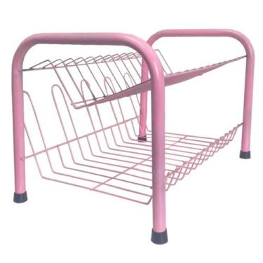 Imagem de Escorredor De Louças 13 Pratos 5 Copos Design Moderno Rosa - Evrodu