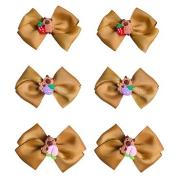 Imagem de Kit 2x Presilha Infantil Capivara Laço Bico de Pato Antiderrapante Cabelo Menina Acessorios [MARROM] (BLUEBERRY)