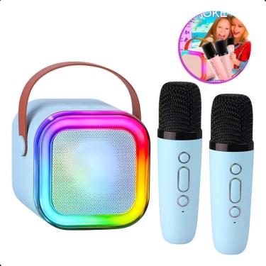 Imagem de Caixa de Som Karaokê Bluetooth com 2 Microfones Sem Fio LED
