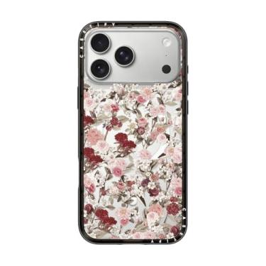 Imagem de CASETiFY Capa compacta para iPhone 17 Pro Max [fina e elegante/compatível com Magsafe/1,2 m. Proteção contra quedas de nível militar] - Vintage Flower Monday - Preto transparente