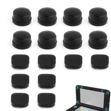 Imagem de 2et de cobertura de pés de borracha com parafuso dianteiro traseiro para Nintendo New 3DS XL/LL tampa de parafusos de tela LCD superior substituição de borracha (preto)