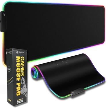 Imagem de Mouse Pad Gamer Grande RGB, MTS, 80x30cm, 4mm de Espessura, Antiderrapante, Speed Control, 13 modos de iluminação, 7 Cores, Impermeável, Bordas Costuradas, Cabo USB - Ideal para Setup Gamer