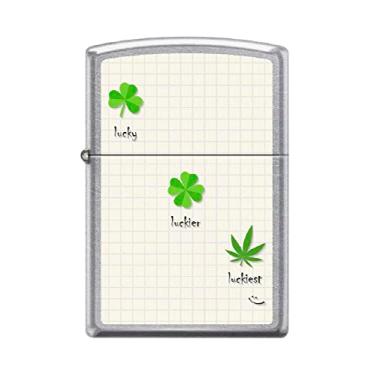Imagem de Zippo Isqueiro Lighter-Leaf Shamrock Clovers Lucky Street cromado à prova de vento #Z5530