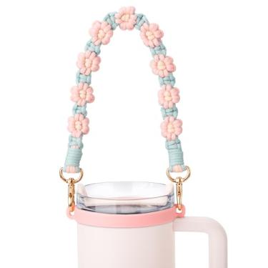 Imagem de Bluwing Alça de alça de garrafa de água para Owala, alças de alça de paracord para Stanley Cup e a maioria das garrafas de água de 340 a 1,134 g (Daisy 7)