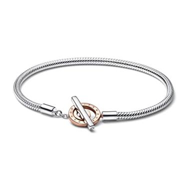 Imagem de Pandora T-Bar 582309C00 Pulseira feminina em dois tons, X-Large, Metal, Sem Pedra Preciosa