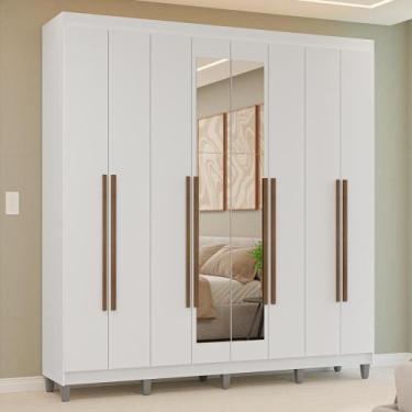 Imagem de Guarda-Roupa Casal com Pés 8 Portas Batentes com Espelho Venus Madesa,