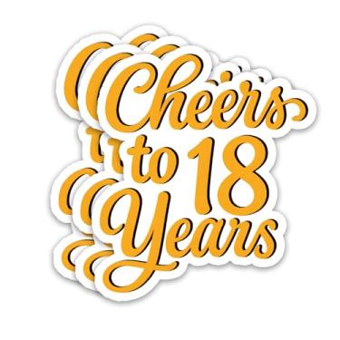 Imagem de (3 peças) Adesivos Cheers to 18 Years – Feliz aniversário de 18 anos ou decoração de festa de aniversário – Decalques de vinil à prova d'água para embrulho de presente, caixas, garrafas de água