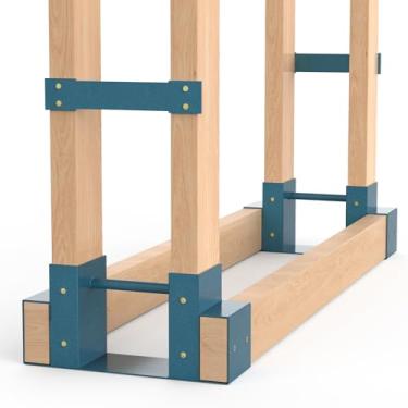 Imagem de Uprimu Racks de lenha ao ar livre, suporte de lenha para armazenamento de madeira, ajustável a qualquer comprimento, azul