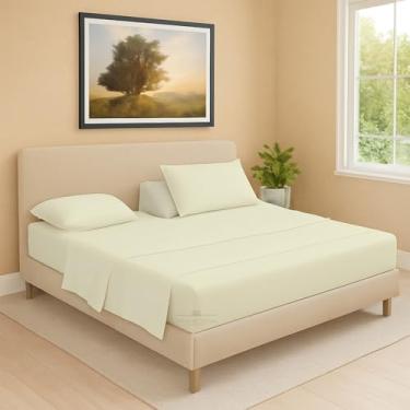 Imagem de Lençol com elástico flexível de cabeça dividida para cama ajustável, King 81 cm dividido a partir do topo, 100% algodão egípcio 600 fios, bolso profundo de 45,7 cm, supermacio, sem rugas, marfim