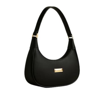 Imagem de Bolsa Feminina Meia Lua Pequena Elegante para Ombro e Mão, Alça Curta Estilo Moderno Bolsa Casual Versátil para Passeio, Festa, Dia a Dia (Preto)