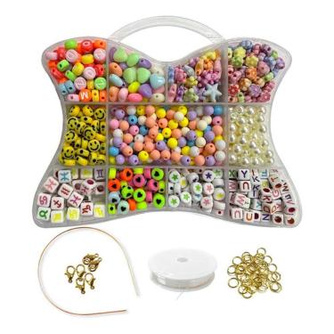 Imagem de Kit Miçanga Infantil Para Montar Pulseiras Coloridas 680pçs