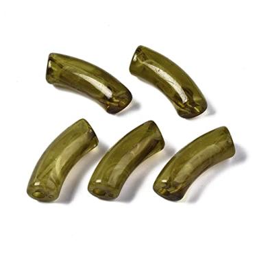 Imagem de Spritewelry 155 peças/500 g contas de acrílico transparentes imitação de pedra preciosa curva contas de tubo superfície lisa espaçador solto contas de oliva para pulseira faça você mesmo joias