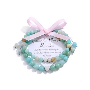 Imagem de Jovivi 2 pulseiras para mãe e filha, pulseira de contas de cristal natural de cura ajustável para mãe, filha, presente de dia das mães, joias, 6mm,8mm, Pedra, Sem Pedra Preciosa