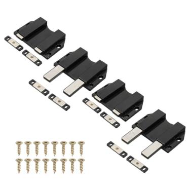 Imagem de PATIKIL 4 travas magnéticas, 11,5 cm x 10 cm, grandes travas duplas de empurrar para abrir porta de toque, trava de pressão para armário para gaveta de fechamento de guarda-roupa de cozinha oculta
