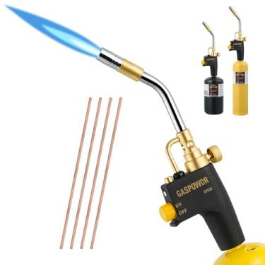 Imagem de Cabeça de tocha de propano de alta intensidade com 4 hastes, kit de tocha de gás turbo combustível por propano, MAPP, tocha de soldagem, kit de tocha de gatilho com ignição, maçarico de sopro