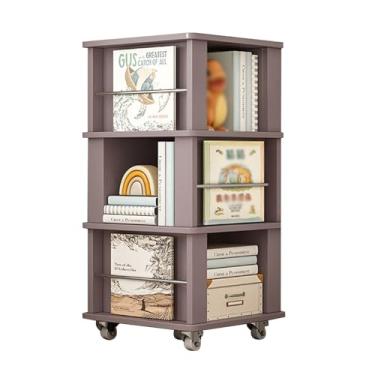 Imagem de AKALNNB Estante giratória de CD de 3 camadas com rodas para estante rotativa adequada para casa/escritório