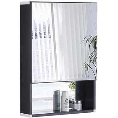 Imagem de Armário de remédios armário de parede de banheiro espaço montado na parede espelho de banheiro armário de banheiro armário de armazenamento oculto com porta de espelho suspensa (tamanho: 18,826,75 cm