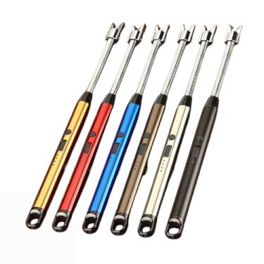 Imagem de Isqueiro Elétrico Recarregável USB Flexível 360 Graus Sem Chama para Cozinha Churrasco Camping (Amarelo)