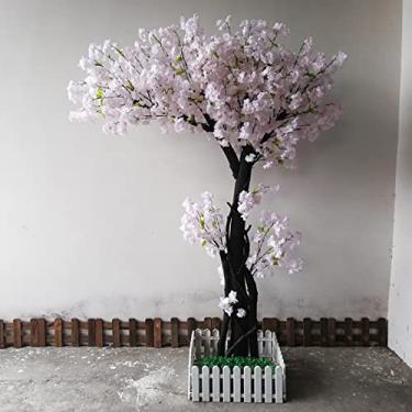 Imagem de Árvore de cerejeira artificial rosa magra, simulação de flor de cerejeira, flor de pêssego, decoração de interiores, árvore de flores em grande escala, planta de paisagismo 2 × 1,8 m ()