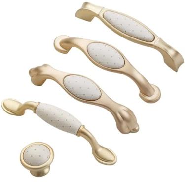 Imagem de Puxadores de armário de cozinha escovados de cobre puxadores de gaveta de liga de zinco puxadores de porta de armário ferragens de móveis 2 peças (D 128)