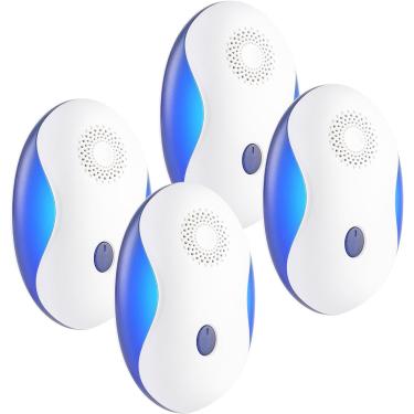 Imagem de GRLEP Repelente ultrassônico de pragas para uso interno, controle eletrônico de pragas 4 em 1 para camundongos, insetos, aranhas, roedores, baratas, repelente avançado de insetos com luz noturna