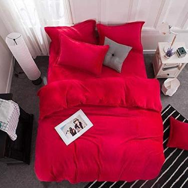 Imagem de Jogo de lençol de flanela de veludo, flanela grossa, dois lados, cor sólida, jogo de cama com capa quente de inverno - Ydl23_Twin Size 3 peças (Ydl5 Twin size 3 peças)