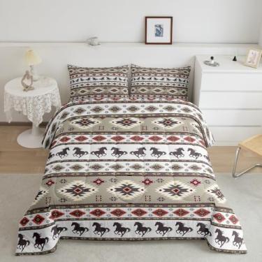 Imagem de Feelyou Conjunto de cama solteiro rústico ocidental, asteca do sudoeste, boêmio, geométrico, para meninos e meninas, 2 peças