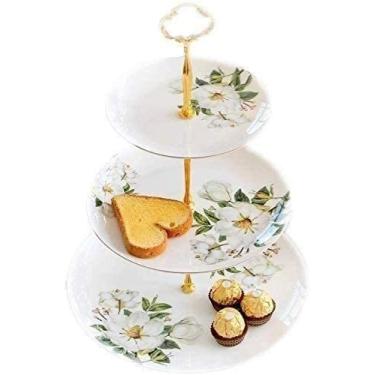 Imagem de Suporte de bolo para cupcake, tigela criativa, prato de frutas secas, prato de cerâmica para bolo, bandeja de frutas, adequada para suporte de cupcake de casamento