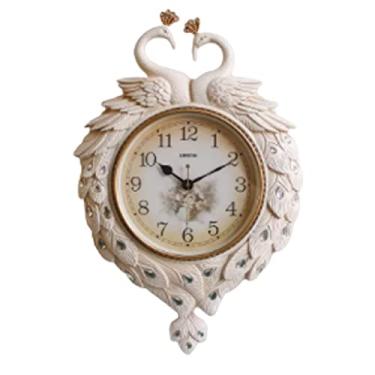 Imagem de WYUYIWH Relógio de parede clássico familiar design pavão relógios de arte silenciosa operado por bateria grande relógio de parede decorativo de quartzo com pêndulo para pendurar na parede (A 43 x 74