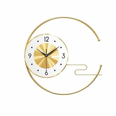 Imagem de Relógio de parede dourado quartzo digital eletrônico metal de casa (cor: ouro, tamanho: 50 cm) (ouro 50 cm)