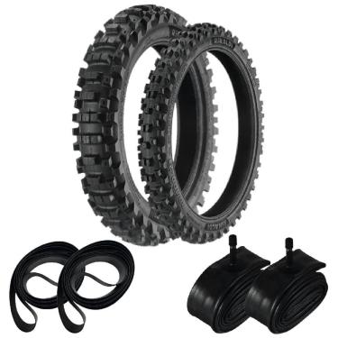 Imagem de Kit Pneu 80/100-21 + 110/100-18 Ms49 Rinaldi + Camaras 4mm + Cintas