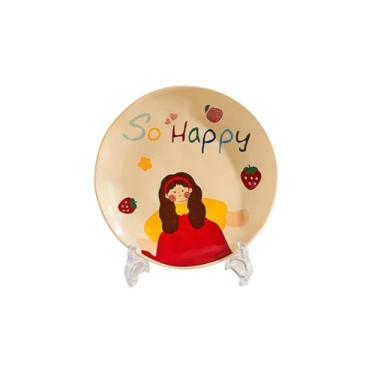 Imagem de Conjunto de pratos personalizados domésticos fofos utensílios de mesa de cerâmica criativos - prato de 20 cm - mãe