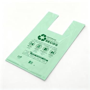 Imagem de Sacola Plástica Biodegradável Verde, 48x55cm, para Mercados, Padarias, Açougue... 500 Unidades