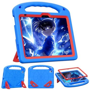 Imagem de ZVOPVO Capa infantil para iPad A16 11ª/10ª geração (27.9 cm/10.9 polegadas, 2025/2022), capa durável à prova de choque com protetor de tela/alça, (azul + vermelho)