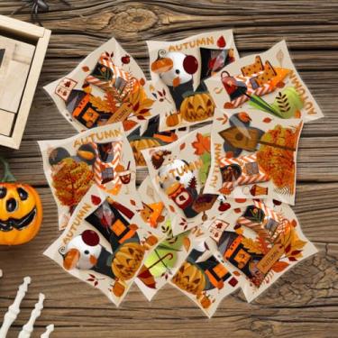 Imagem de 100 unidades de sacos de guloseimas de Halloween, sacos de celofane transparentes autovedantes de grande capacidade, lindos sacos de Halloween portáteis para doces ou travessuras, armazenamento de