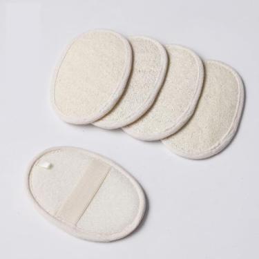 Imagem de Pacote com 2 esponjas de bucha esfoliantes corporais para banho e chuveiro para mulheres Luffa natural para rosto e corpo