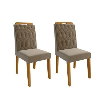 Imagem de Kit 2 Cadeiras Sala Jantar Paola Wood 2 Un Madeirado-suede Joli Capuccino - Cimol