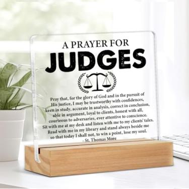 Imagem de Presentes de juízes para novos juízes homens mulheres escola de direito presentes de formatura oração para juízes placa decorativa clara escritório de advocacia decoração de acrílico casa 10 x 10