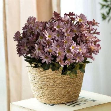 Imagem de 4 Margaridas Flor Artificial Colorida para Decoração e Enfeite de Sala