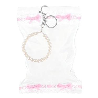 Imagem de Tinoaly Bonecas Exposição Bolsa, PVC 15x25cm Bolsa Transparente Bonecos Acabamento Renda Estojo Protetor Transporte com Chaveiro Pérola para Decoração Brinquedos Pelúcia Acessórios Armazenamento