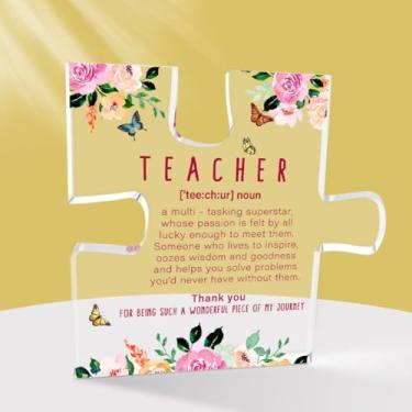 Imagem de Presentes de agradecimento para professor mentor, placa acrílica de peça de quebra-cabeça, presentes de agradecimento para professores, placa decorativa de mesa transparente inspiradora para