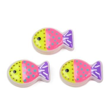 Imagem de 20 peças de contas de peixe feitas à mão pequenas contas de peixe esmaltadas para artesanato faça você mesmo, pulseiras, colar, brincos, fabricação de joias, amarelo, 20 x 13 x 5,5 mm, orifício: 1,4